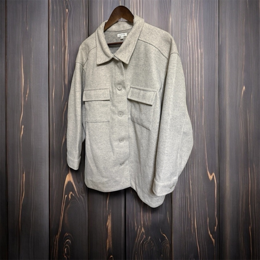 Max Studio Light Gray Shirt Jacket - Picture 3 of 4